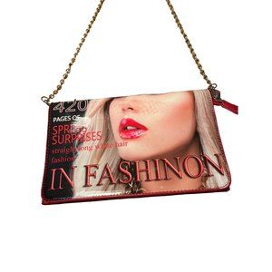 Magazine Cover Handbag Red Lipstick Bag Crossbody Novelty Purse